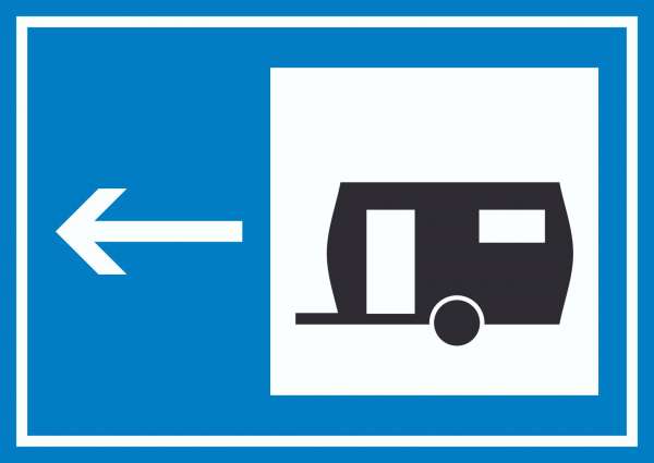 Wohnwagen links Symbol Schild