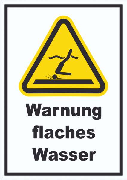 Schild Warnung flaches Wasser