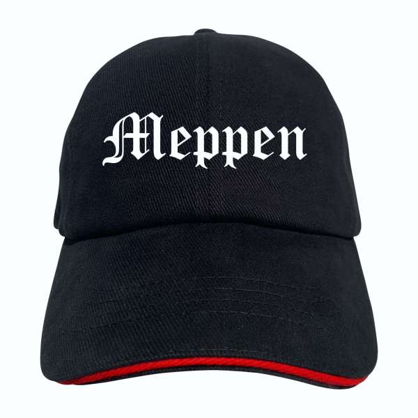 Meppen Cappy - Altdeutsch bedruckt - Schirmmütze - Schwarz-Rotes Cap