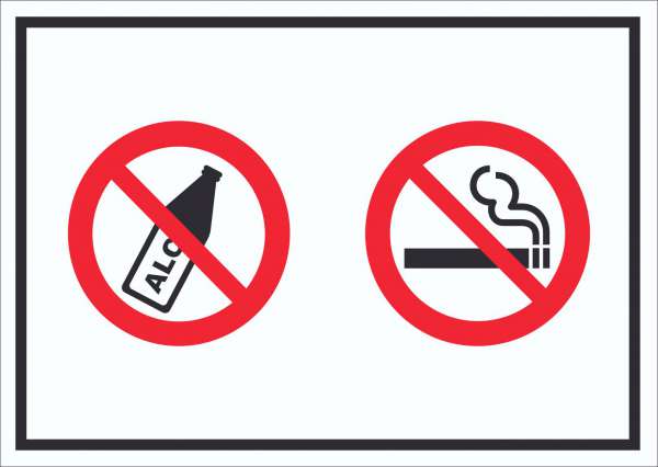 Schild Alkohol Rauchen verboten Symbol