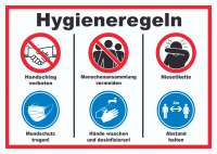 Hygieneregeln Symbol und Text Schild Hygieneregeln Symbol und Text Schild