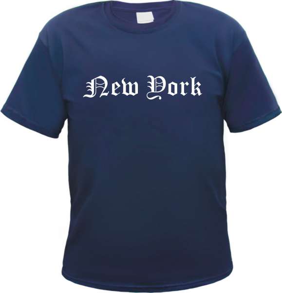 New York Herren T-Shirt - Altdeutsch - Blaues Tee Shirt