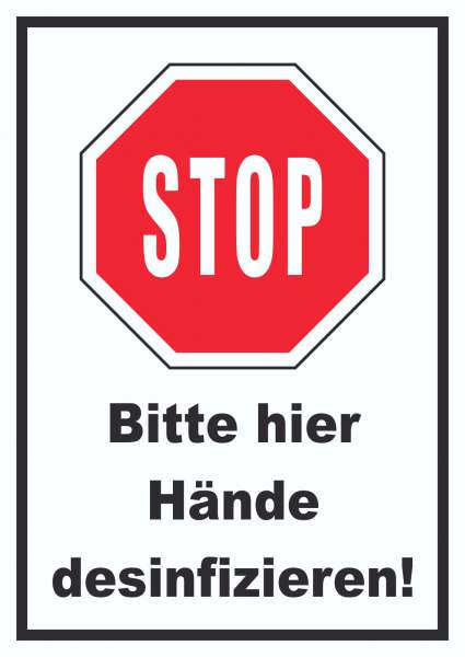 Bitte hier Hände desinfizieren Schild