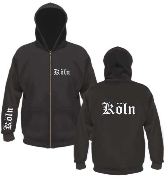 Köln Kapuzenjacke - Altdeutsch bedruckt - Sweatjacke Hoodie Jacke