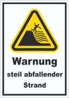 Aufkleber Warnung steil abfallender Strand Aufkleber Warnung steil abfallender Strand