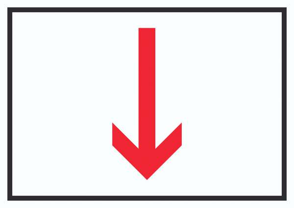 Richtungspfeil runter Schild waagerecht rot weiss schwarz Pfeil