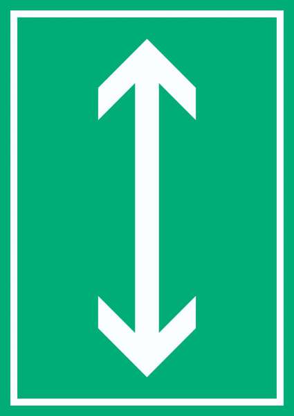Richtungspfeil hoch runter Schild hochkant weiss grün Pfeil