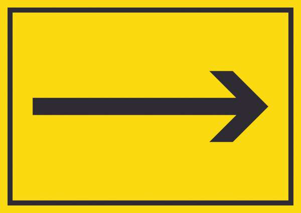 Richtungspfeil rechts Schild waagerecht schwarz gelb Pfeil