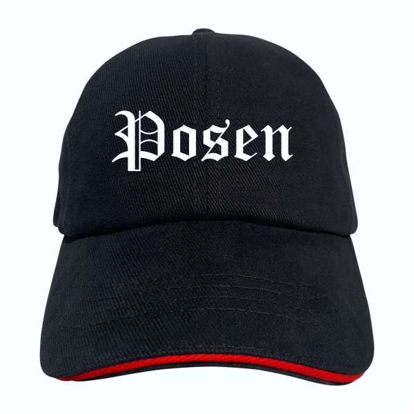 Posen Cappy - Altdeutsch bedruckt - Schirmmütze - Schwarz-Rotes Cap