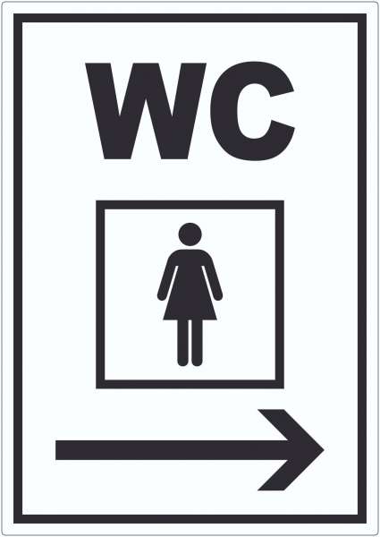 WC Damen mit Pfeil nach rechts Aufkleber