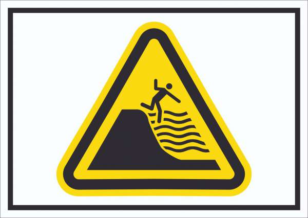 Schild Warnung steil abfallender Strand Symbol