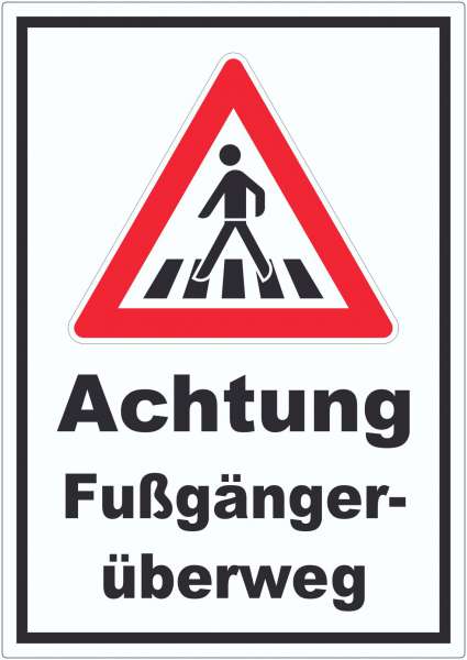 Aufkleber Achtung Fußgängerüberweg