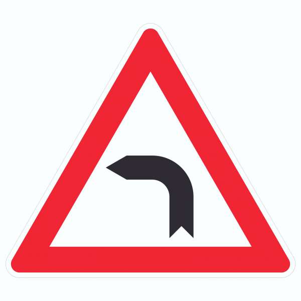 Aufkleber Dreick Achtung Kurve links Symbol