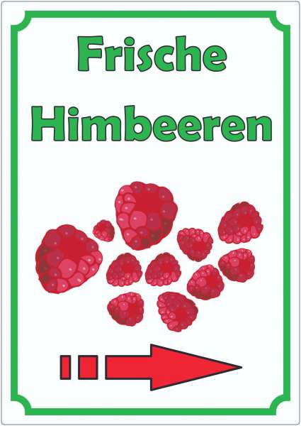 Frische Himbeeren Aufkleber Hochkant mit Pfeil rechts