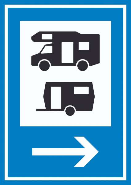 Wohnmobil- und Wohnwagenplatz rechts Schild