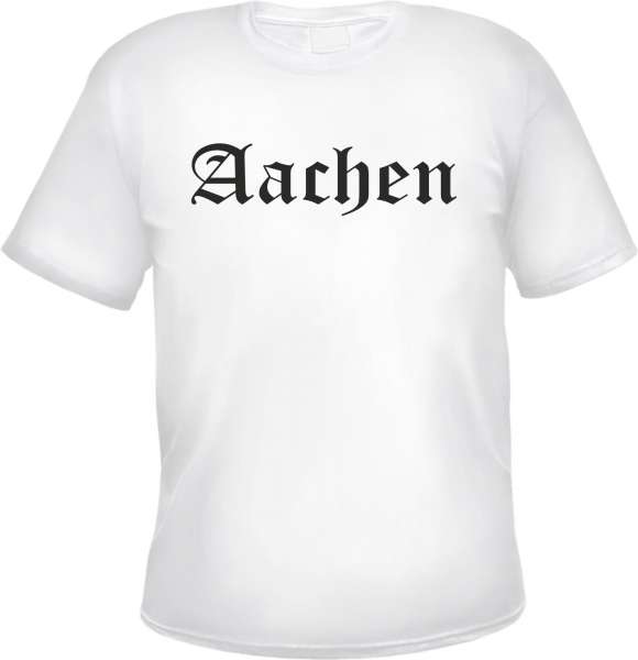 Aachen Herren T-Shirt - Altdeutsch - Weißes Tee Shirt