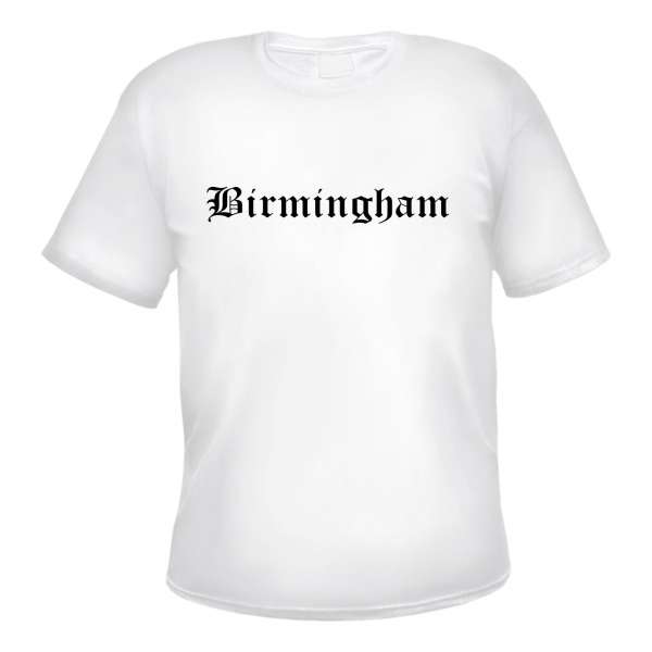 Birmingham Herren T-Shirt - Altdeutsch - Weißes Tee Shirt