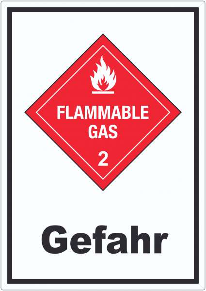 Aufkleber Entzündliche Gase Gefahr Flammable Gas Flamme