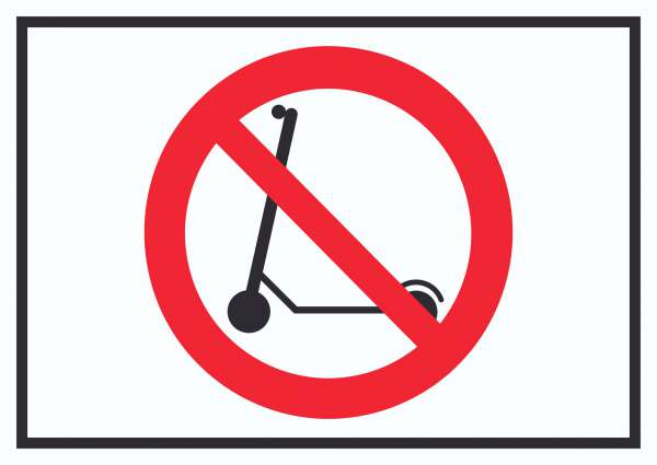 E- Scooter Abstellen verboten Symbol Schild Elektro -Tretroller Roller