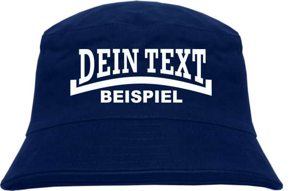 Individueller Fischerhut - dunkelblau - Linie - Bucket Hat mit Wunschtext bedruckt