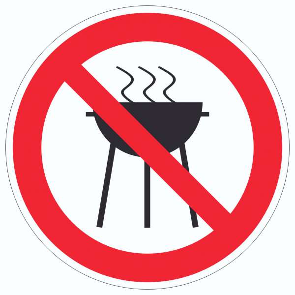 Grillen verboten Symbol Aufkleber Kreis