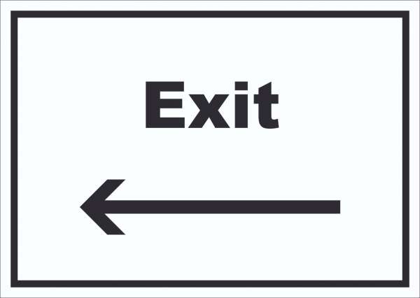 Exit Schild mit Text und Richtungspfeil links Ausgang waagerecht