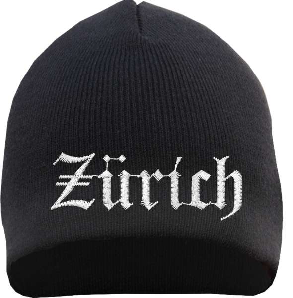 Zürich Beanie Mütze - Altdeutsch - Bestickt - Strickmütze Wintermütze