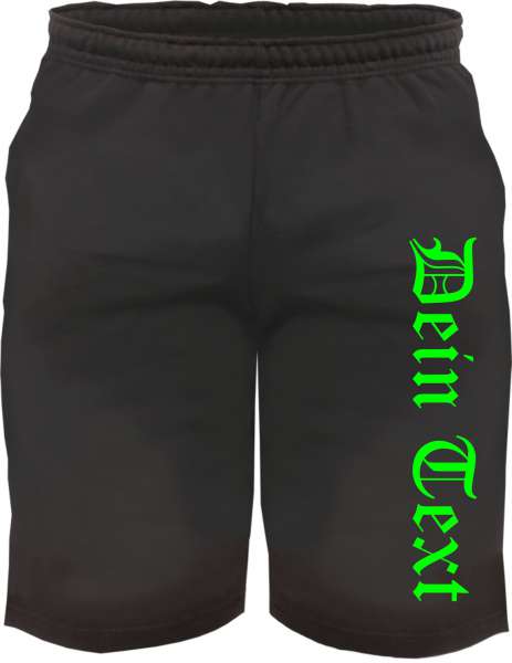 Individuelle Sweatshort NEON - altdeutsch gerade - Wunschtext Druck - Kurze Hose