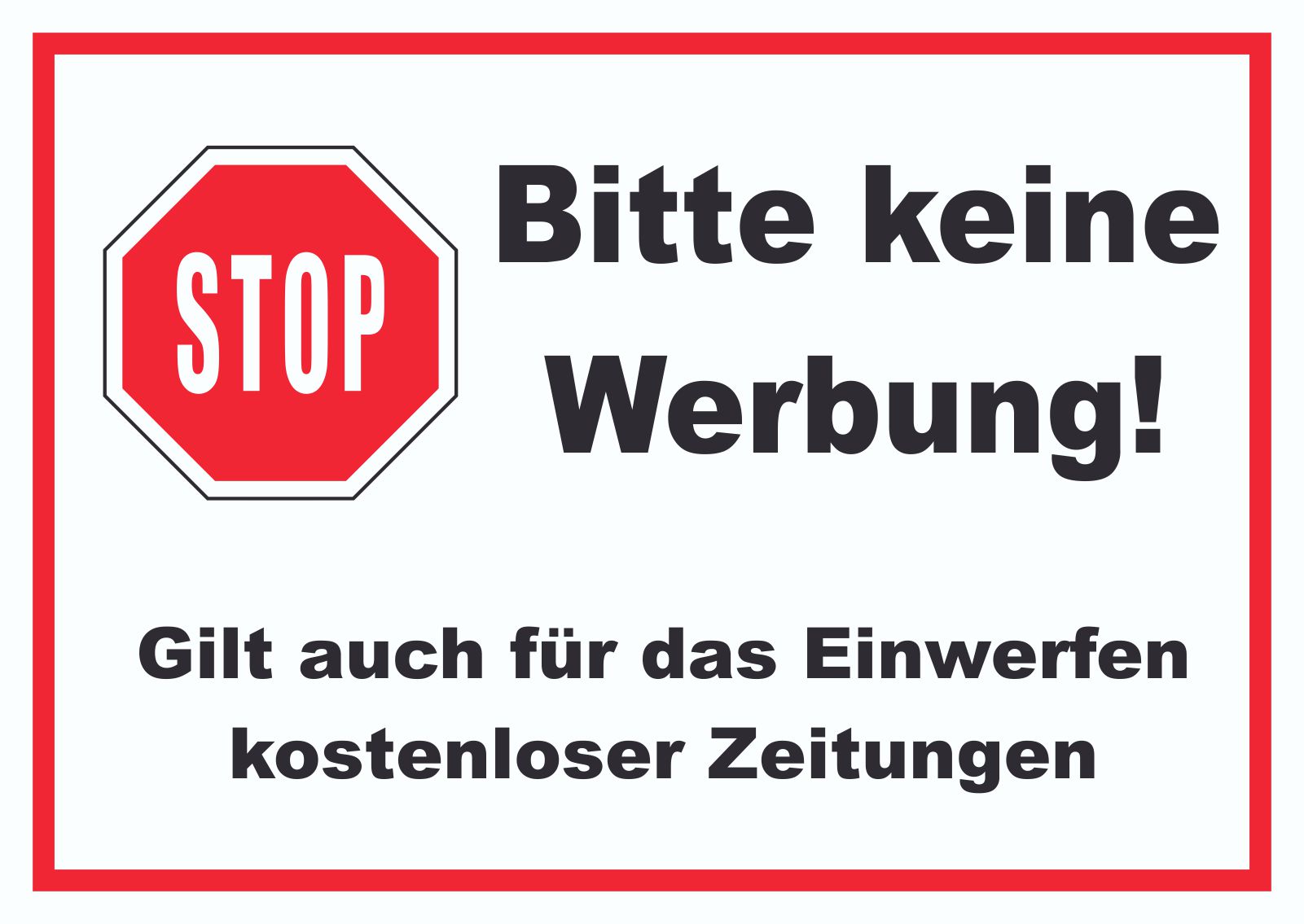Stop Bitte keine Werbung Schild  HB-Druck Schilder, Textildruck