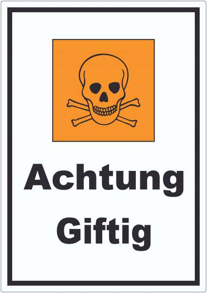 Aufkleber Gefahrensymbol Achtung giftig Totenkopf
