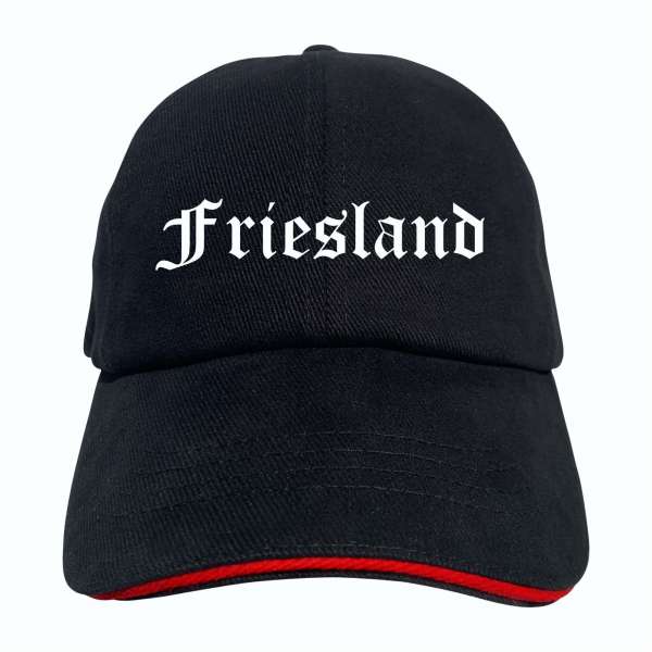 Friesland Cappy - Altdeutsch bedruckt - Schirmmütze - Schwarz-Rotes Cap