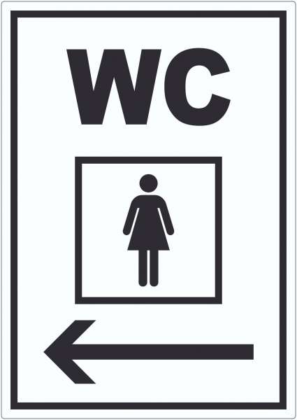 WC Damen mit Pfeil nach links Aufkleber