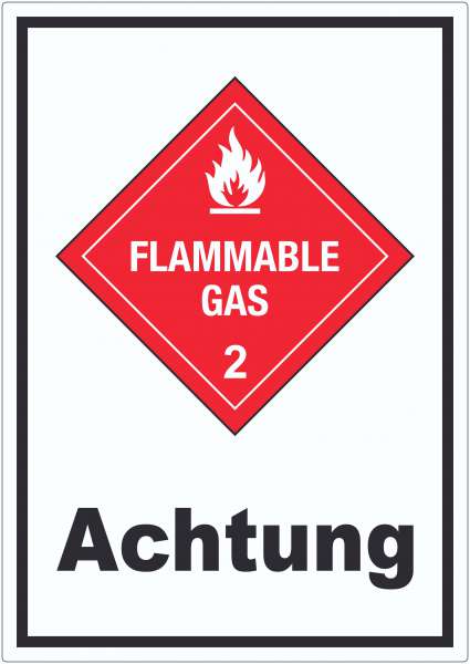Aufkleber Entzündliche Gase Achtung Flammable Gas Flamme