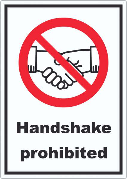 Handshake prohibited Aufkleber No handshake Symbol und Text Aufkleber