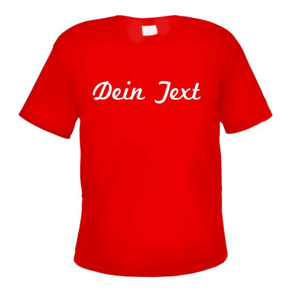 Individuelles Herren T-Shirt - rot - Schreibschrift - mit Wunschtext bedruckt