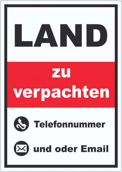 Land zu verpachten Aufkleber hochkant