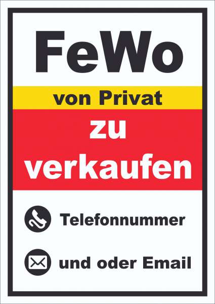 FeWo zu verkaufen von Privat Schild hochkant