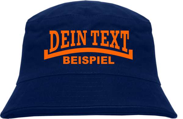 Individueller Fischerhut - dunkelblau - NEON - Linie - Bucket Hat mit Wunschtext bedruckt
