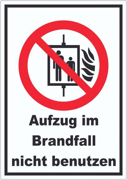Aufzug im Brandfall nicht benutzen Aufkleber