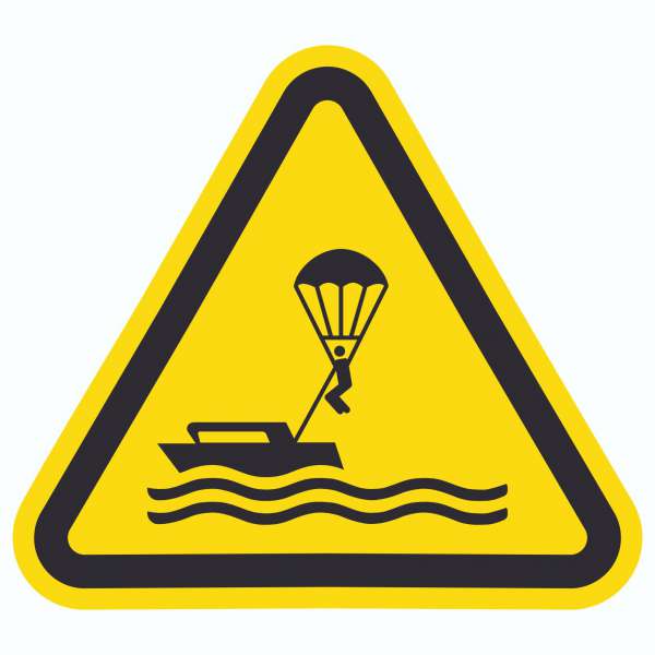 Aufkleber Dreick Warnung Parasailing Symbol