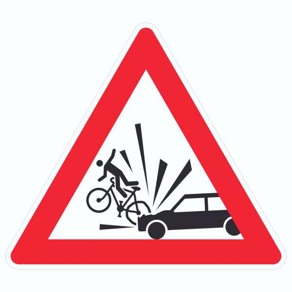 Aufkleber Auto Fahrradfahrer Unfall Symbol Dreieck