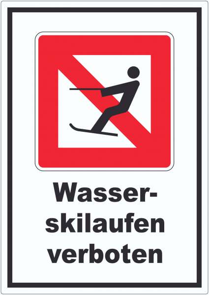 Wasserskilaufen verboten Symbol und Text