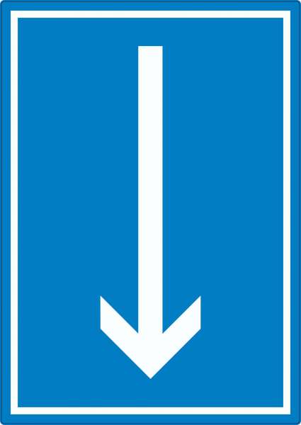 Richtungspfeil runter Aufkleber hochkant weiss blau Pfeil