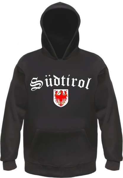 Südtirol Kapuzensweatshirt - Altdeutsch mit Wappen - Hoodie Kapuzenpullover