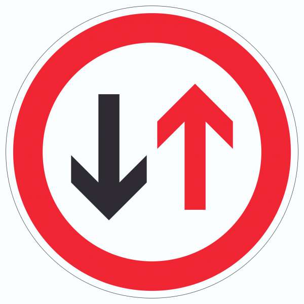Aufkleber Verkehrszeichen 208 Gegenverkehr Symbol Kreis