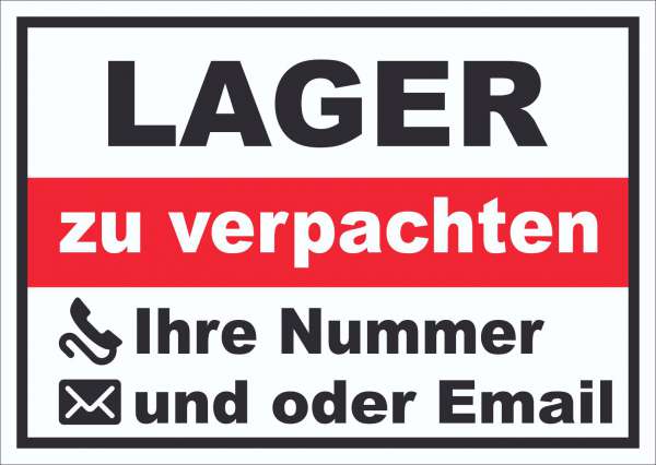 Lager zu verpachten Schild