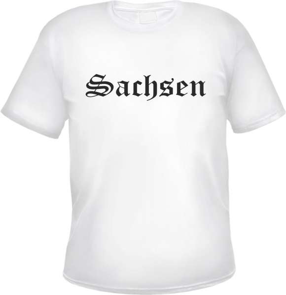 Sachsen Herren T-Shirt - Altdeutsch - Weißes Tee Shirt