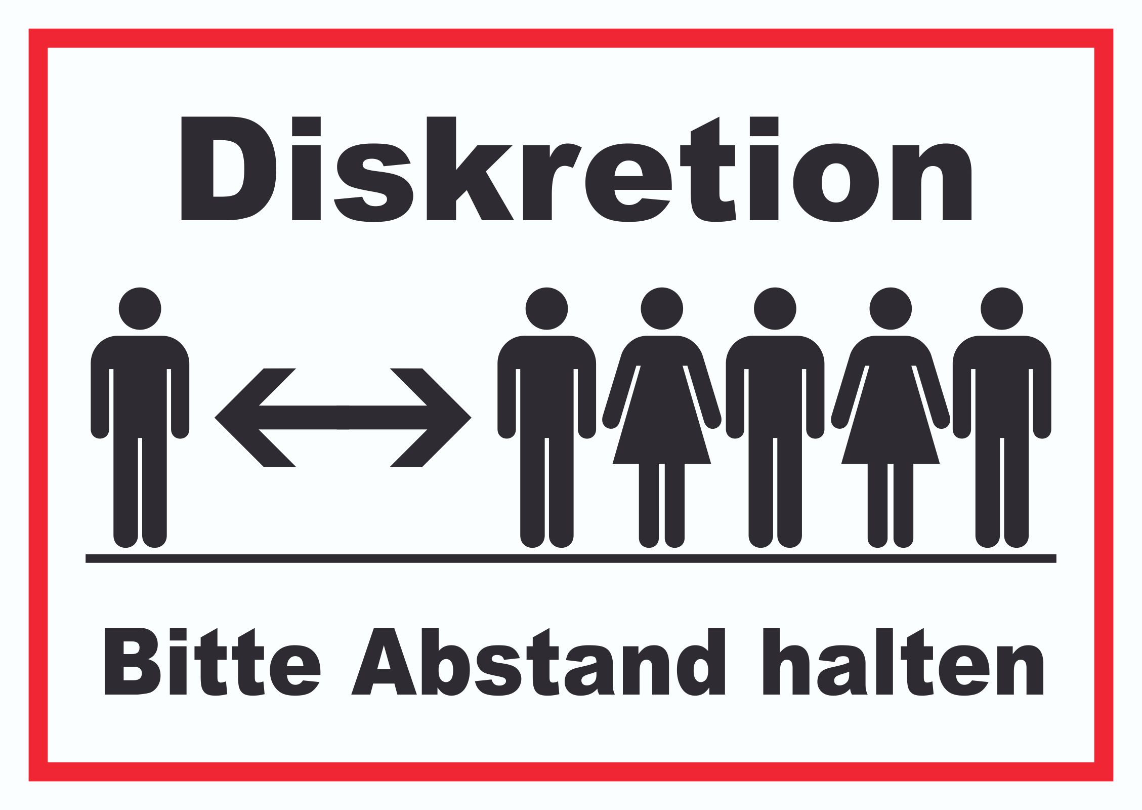 Diskretion Bitte Abstand Halten Schild Rucksichtnahme Hb Druck Schilder Textildruck Stickerei Onlineshop