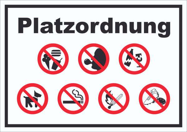 Schild Platzordnung