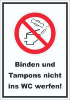 ID001 Keine Binden und Tampons ins WC werfen Aufkleber ID001 Keine Binden und Tampons ins WC werfen Aufkleber